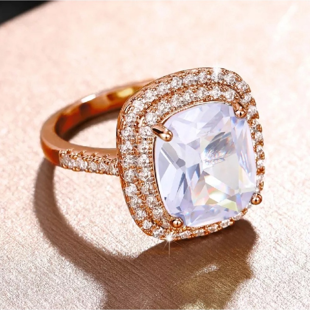 Rose Gold Stamped 925 Sterling Silver CZ Statement Ring